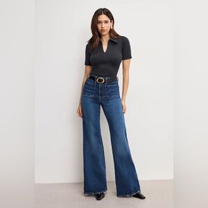 Good American Soft Tech Good Petite Palazzo Jeans
